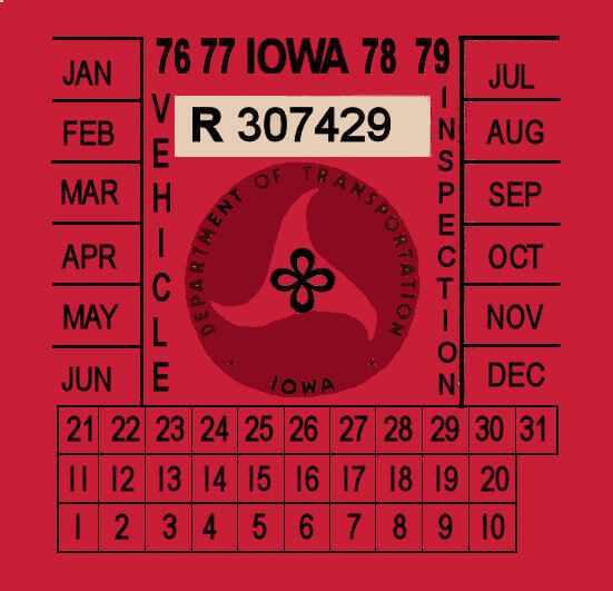 (image for) 1976-79 Iowa Inspection Sticker